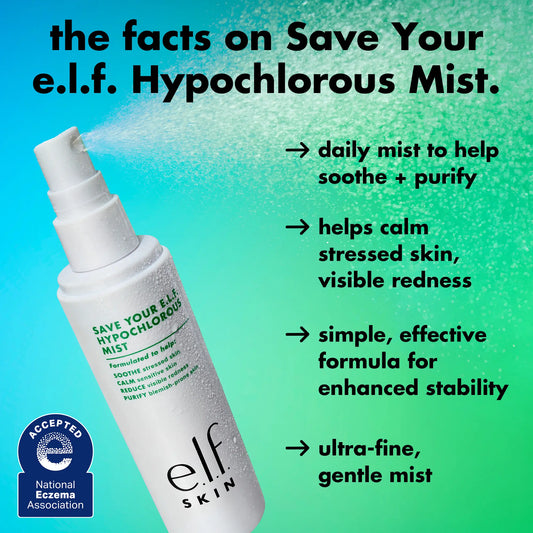 E.L.F. save Your E.L.F. Hypochlorous Mist - Soothe, Purify, and Calm Redness in Eczema and Blemish Prone Skin