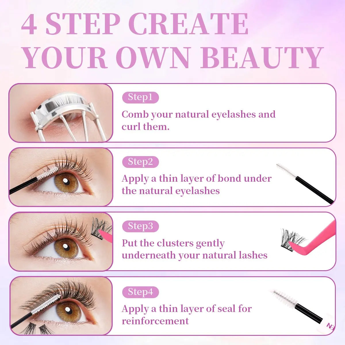 6 Styles Lash Clusters Kit, Lash Clusters Set, Diy Eyelash Clusters, 60D&80D& Bottom&Spiky Styles Individual Eyelash Extensions Kit, Self Grafting False Eyelashes with Tweezers&Glue&Remover&Hairband, Professional Eye Makeup Accessories for Women