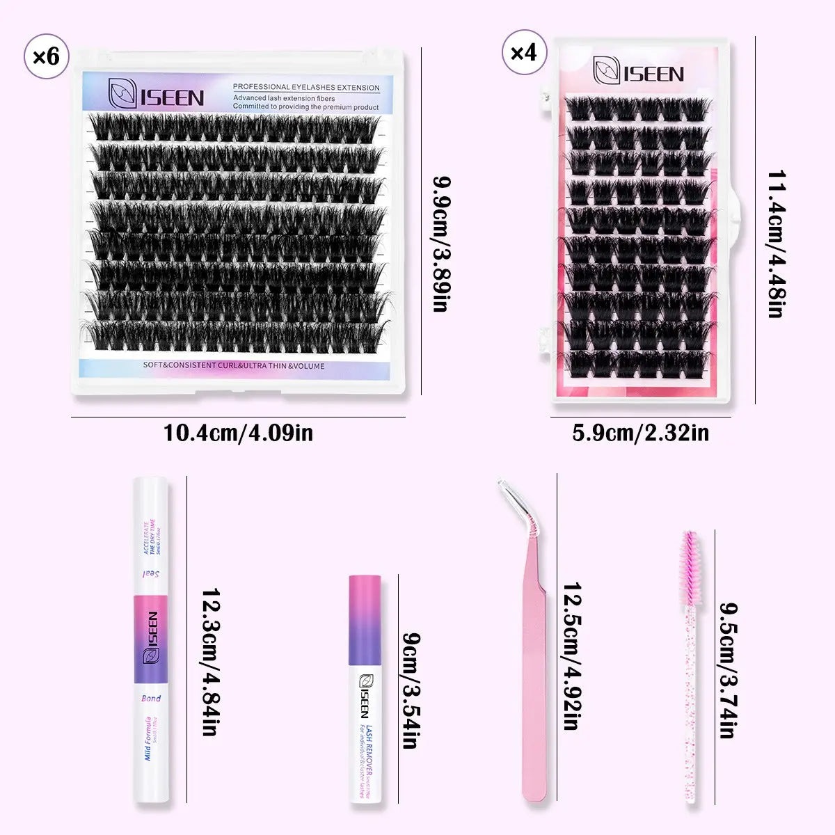 6 Styles Lash Clusters Kit, Lash Clusters Set, Diy Eyelash Clusters, 60D&80D& Bottom&Spiky Styles Individual Eyelash Extensions Kit, Self Grafting False Eyelashes with Tweezers&Glue&Remover&Hairband, Professional Eye Makeup Accessories for Women