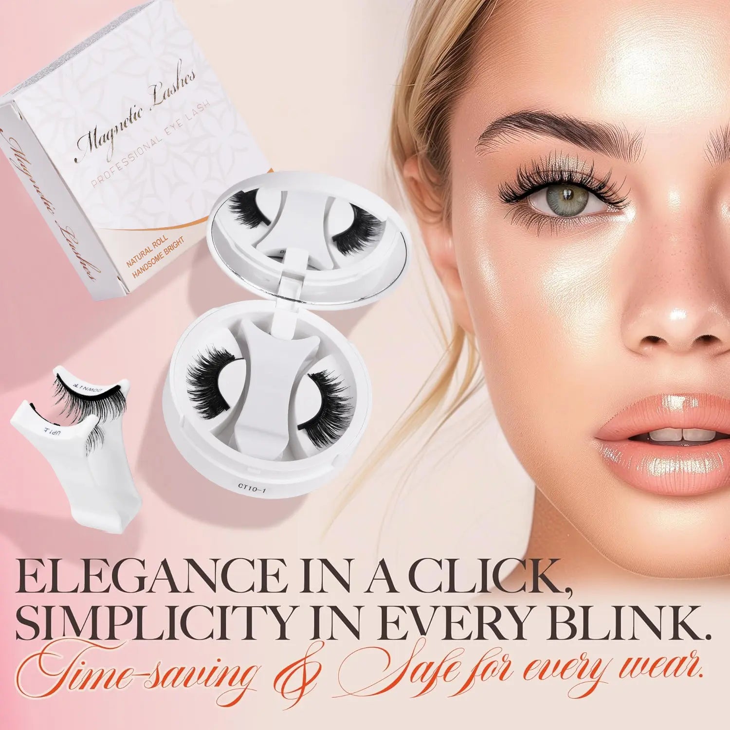 Magnetic Eyelashes with Applicator Reusable No Glue Needed Magnetic Lashes Cat Eye Natural Look Lashes Kit Easy to Wear and Remove