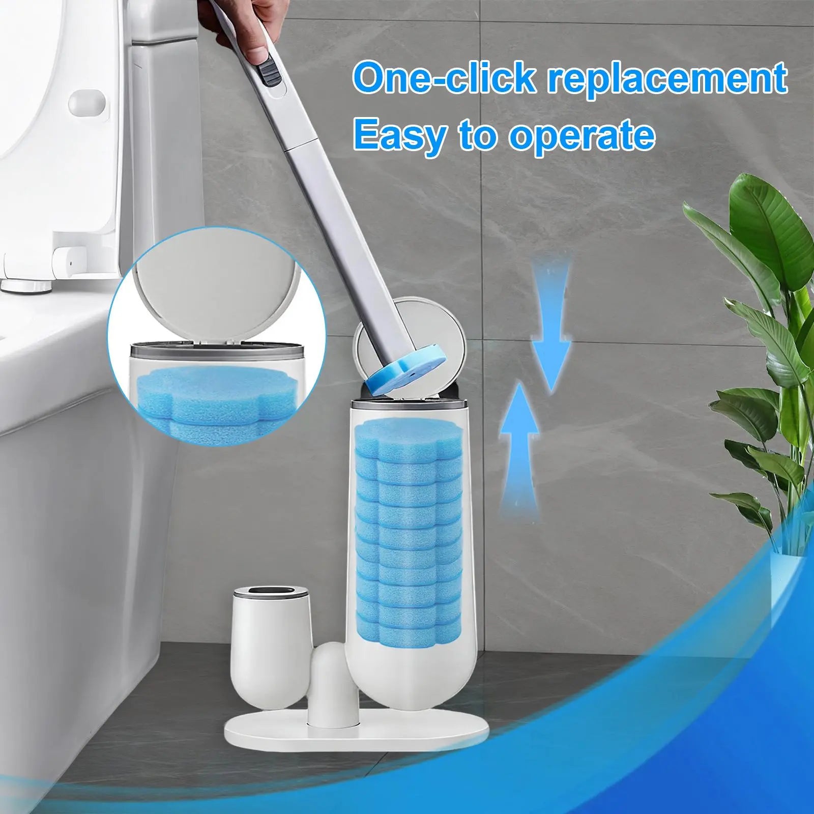 Disposable Toilet Brush with Cleaner Refills, Bathroom Bowl Wand Holder Set for Sink Bathtub Wash Basin Mop Pool Home Goods Cleaning