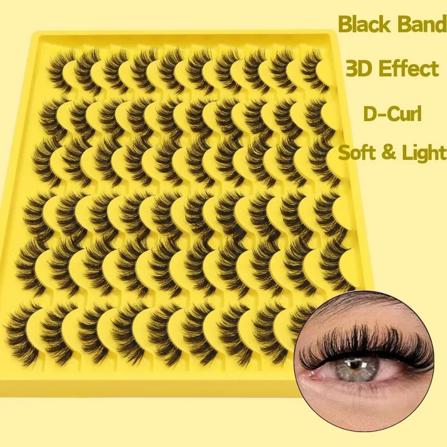 Enron Diary 30 Pairs Natural Thick Russian Volume Lashes, 3D Dramatic Curl Effect, Long & Thick, Perfect for Lengthening, Elevating, Volumizing, High Quality Eyelashes, Cosmetic False Eyelashes