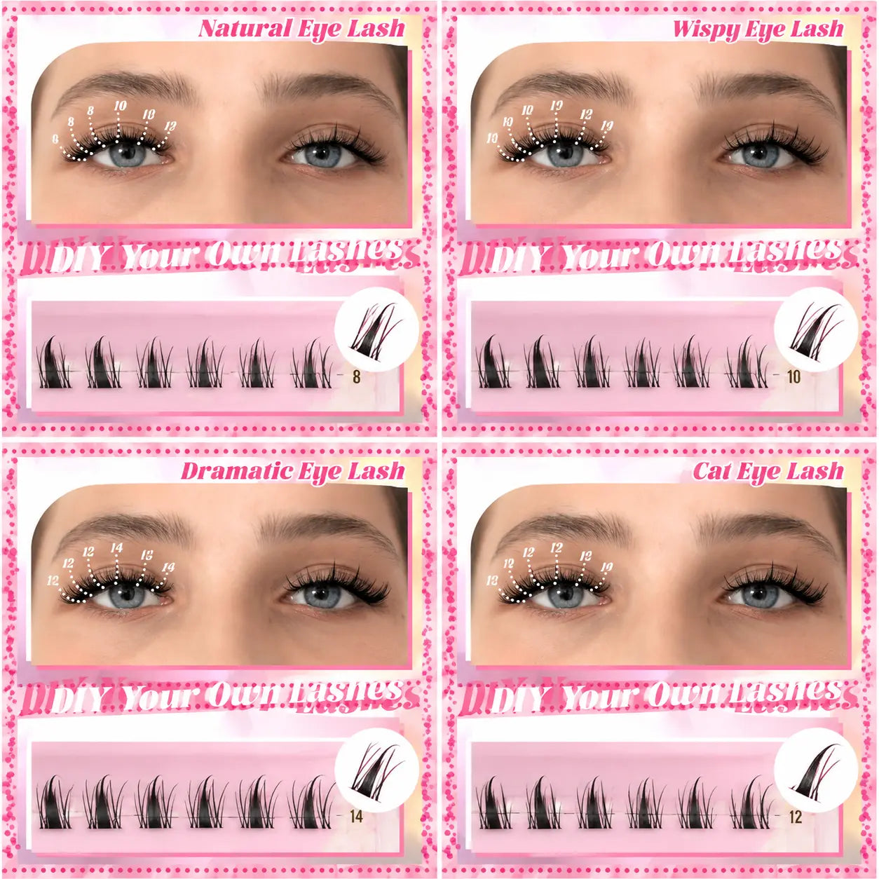 Manga Fairy Lash Clusters Clear Root Wet-Look Spiky Anime Lashes D Curl Individual Lashes Pack Lash Glue & Tweezers