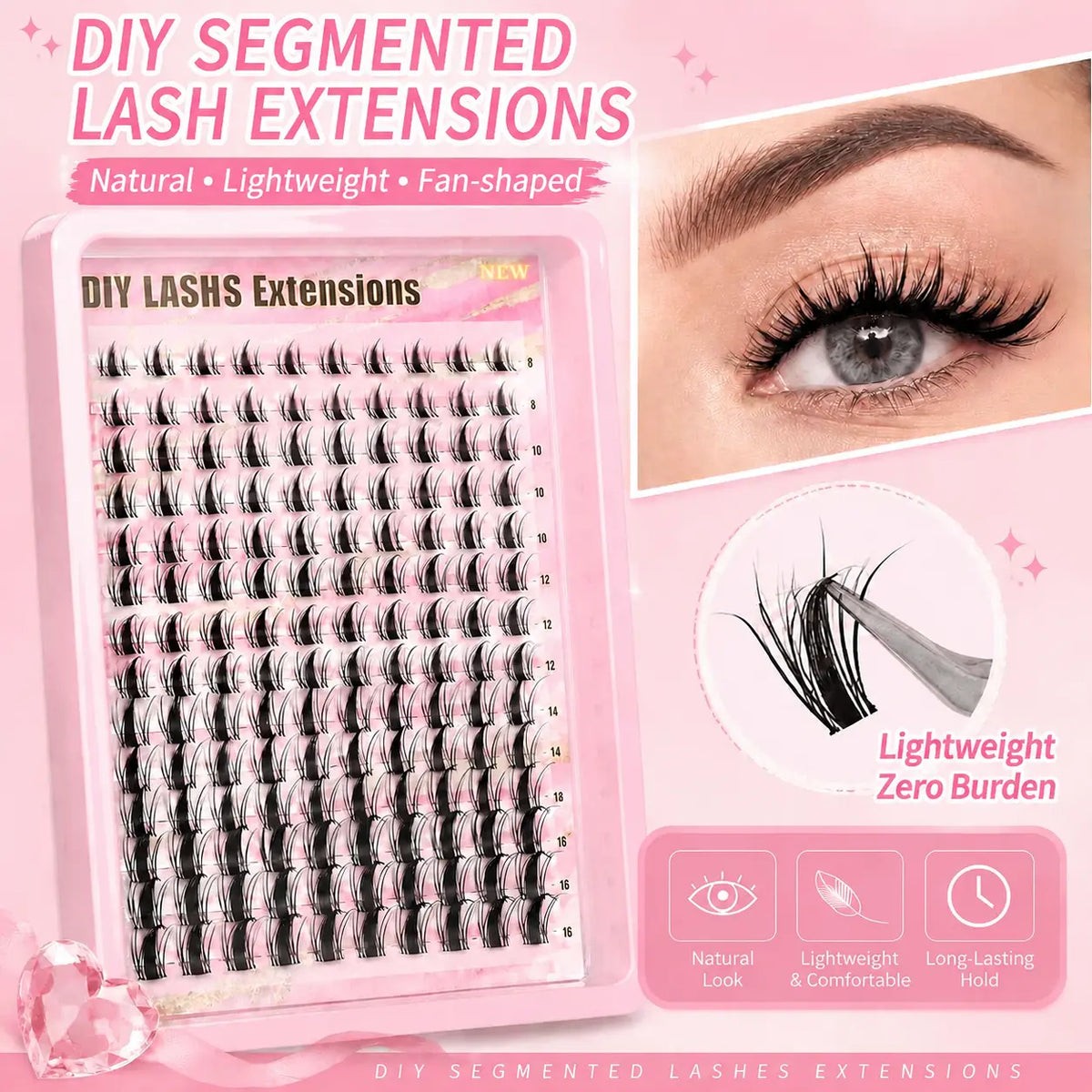 Manga Fairy Lash Clusters Clear Root Wet-Look Spiky Anime Lashes D Curl Individual Lashes Pack Lash Glue & Tweezers