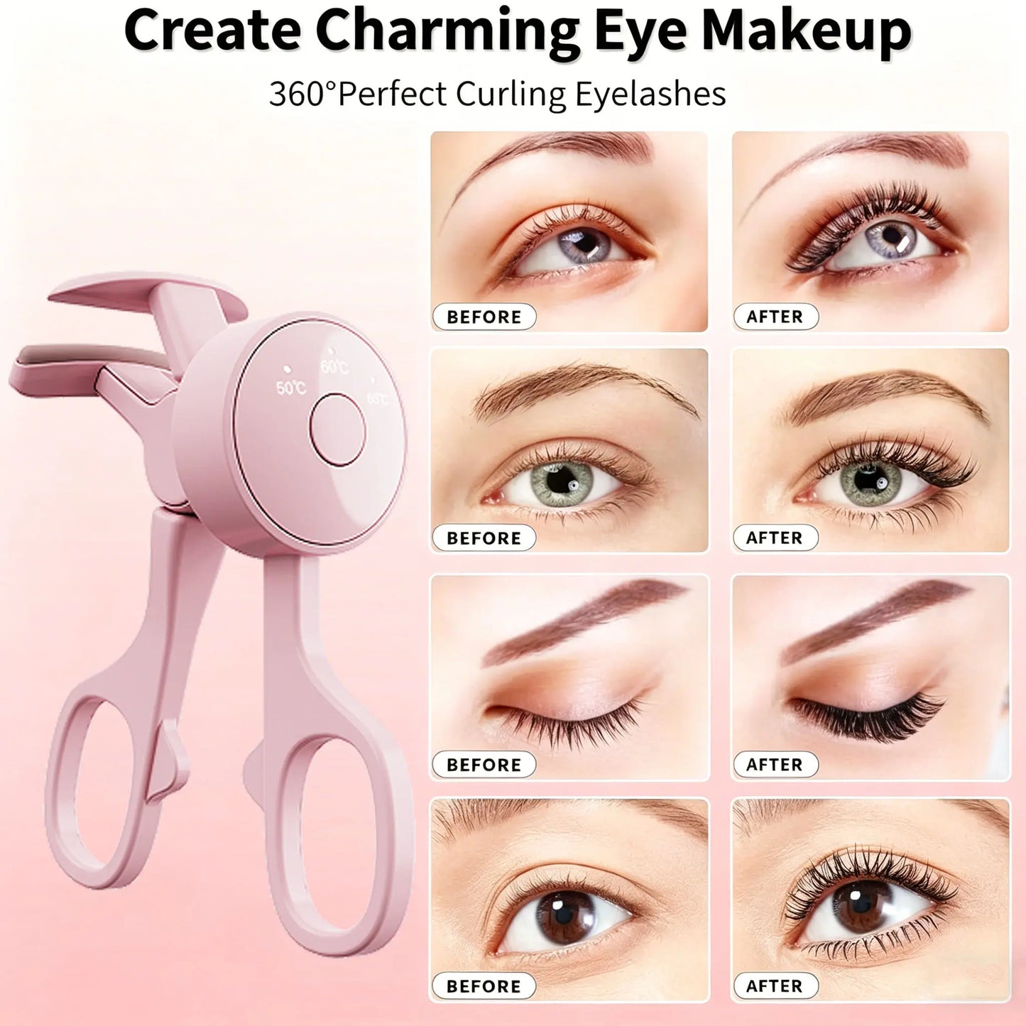 Heated Eyelash Curlers - Eye Lash Curler Heat - Mini Electric Eyelash Curler with LED Display 3 Temp Settings USB Rechargeable Natural Curling 24H Long Lasting for Women Makeup Tools Gifts