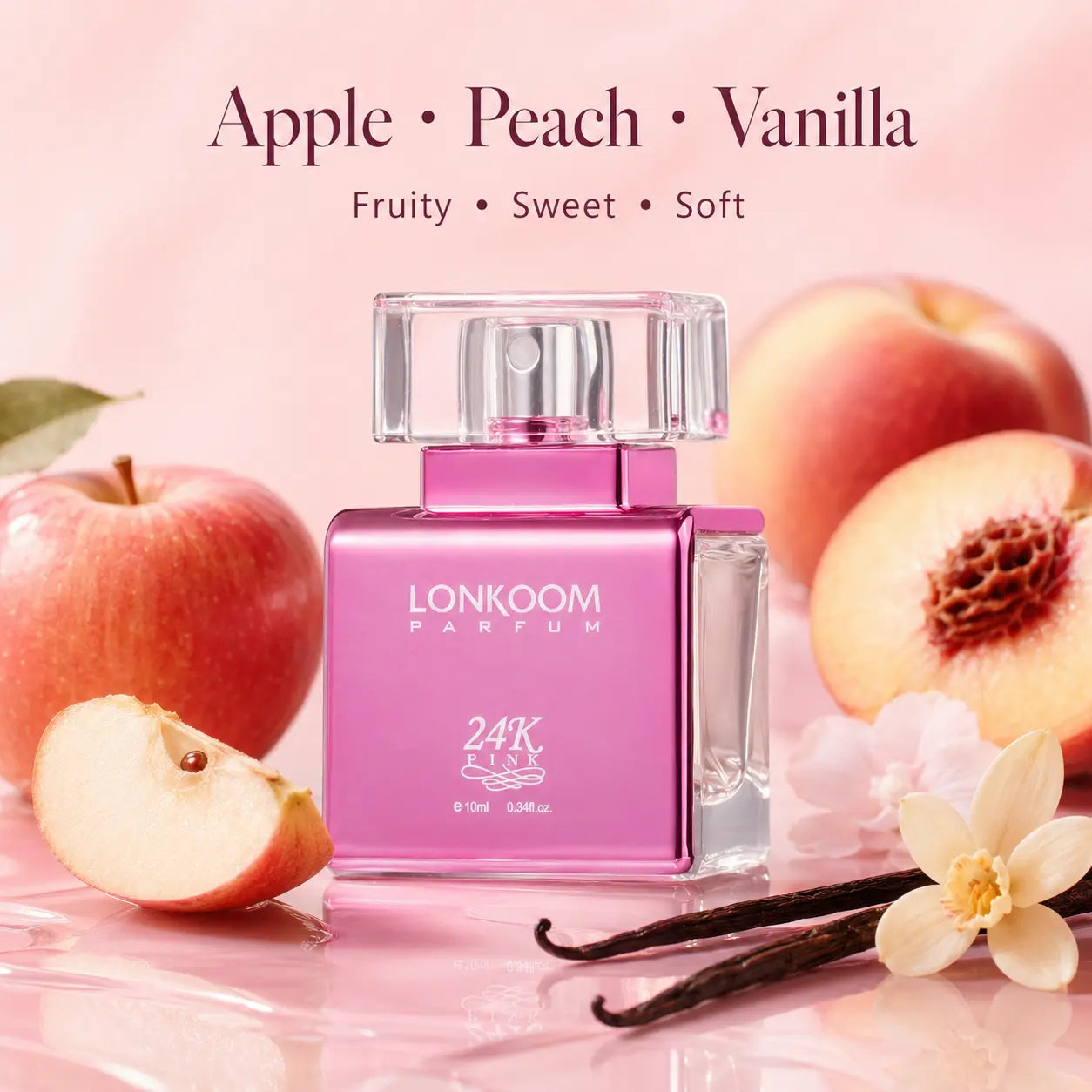 24K Pretty Pink Perfume for Women, 10Ml | Sweet Peach, Apple & Orange Blossom Fruity Perfume
