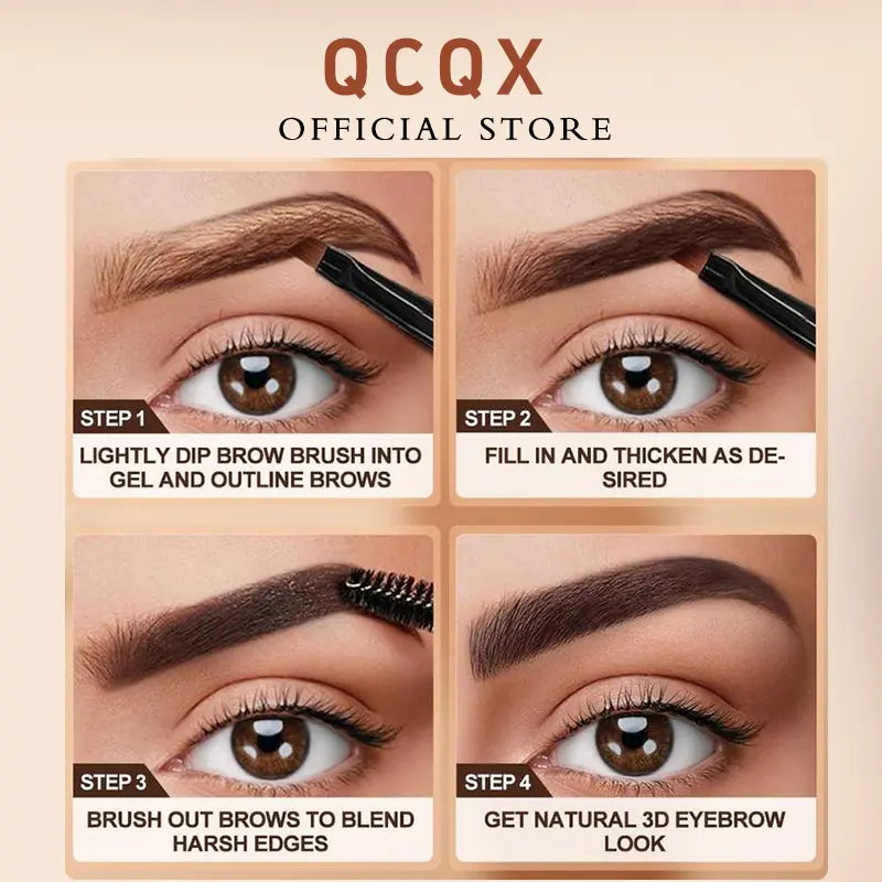 【Qcqx】Eyebrow Gel Three Dime Olumizing Long Lasting Eyebrow Eyebrow Kit for Home and Daily Use