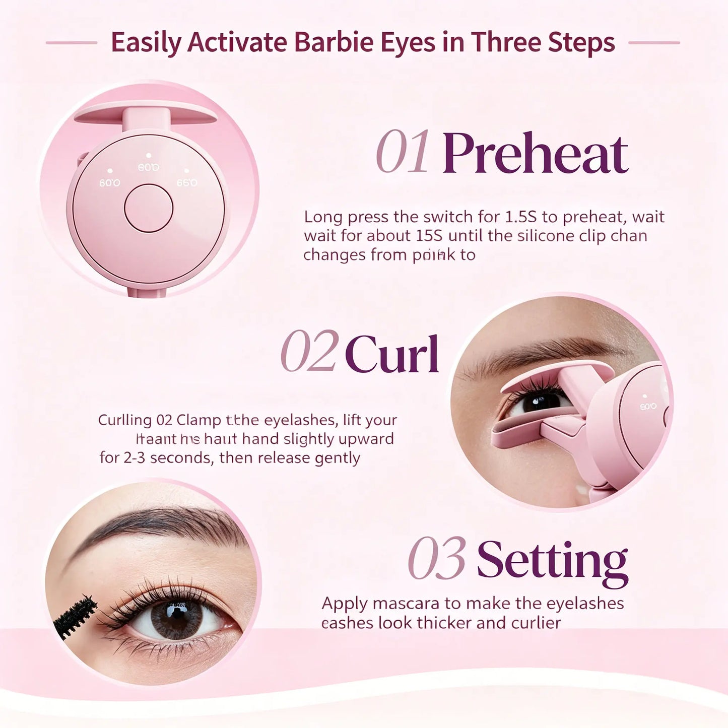 Heated Eyelash Curlers - Eye Lash Curler Heat - Mini Electric Eyelash Curler with LED Display 3 Temp Settings USB Rechargeable Natural Curling 24H Long Lasting for Women Makeup Tools Gifts