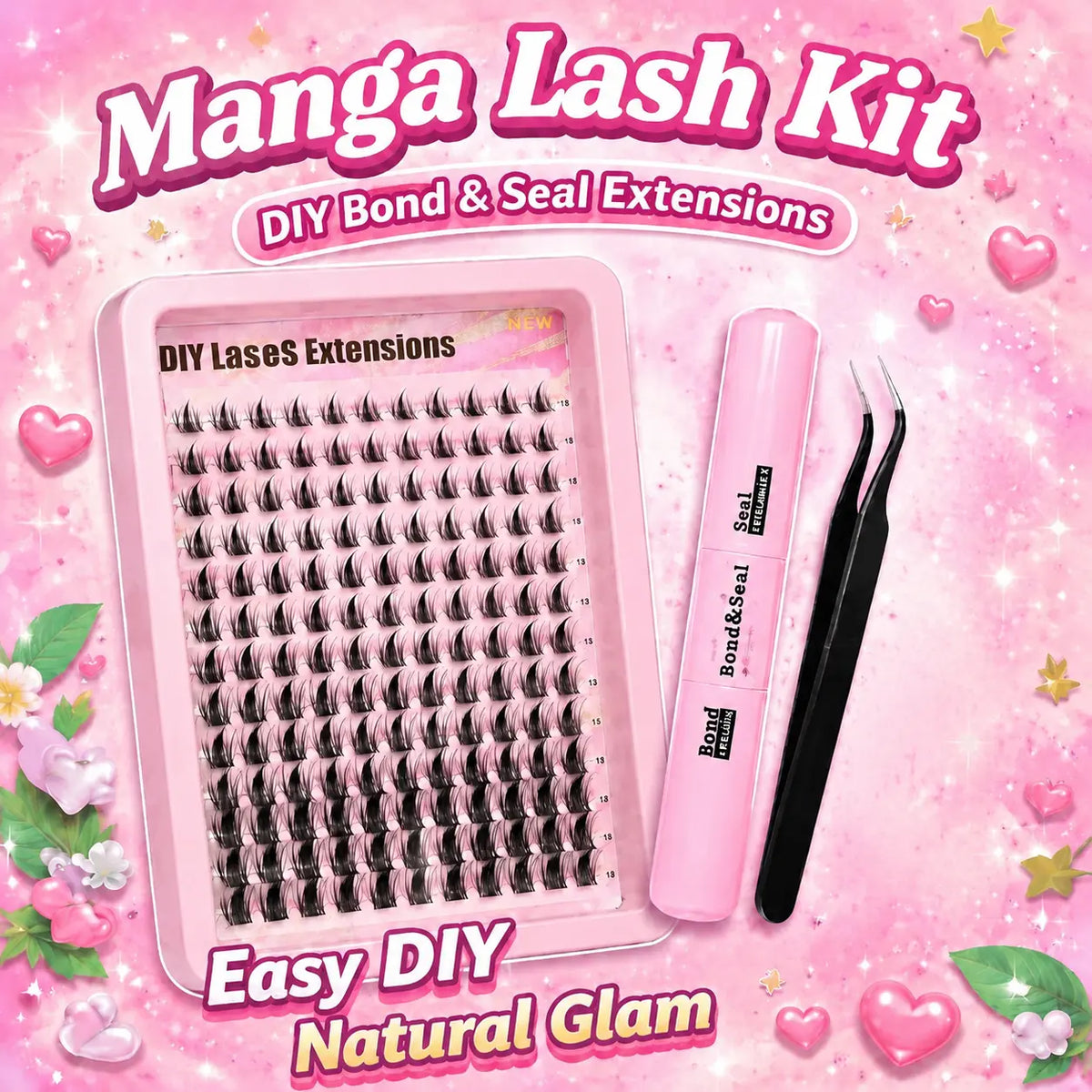 Manga Fairy Lash Clusters Clear Root Wet-Look Spiky Anime Lashes D Curl Individual Lashes Pack Lash Glue & Tweezers