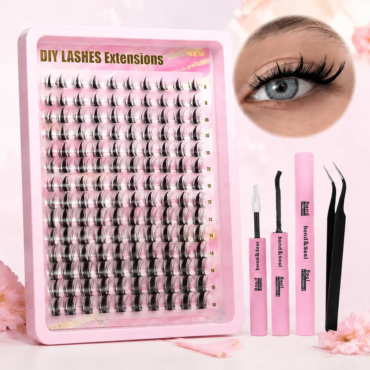 Manga Fairy Lash Clusters Clear Root Wet-Look Spiky Anime Lashes D Curl Individual Lashes Pack Lash Glue & Tweezers