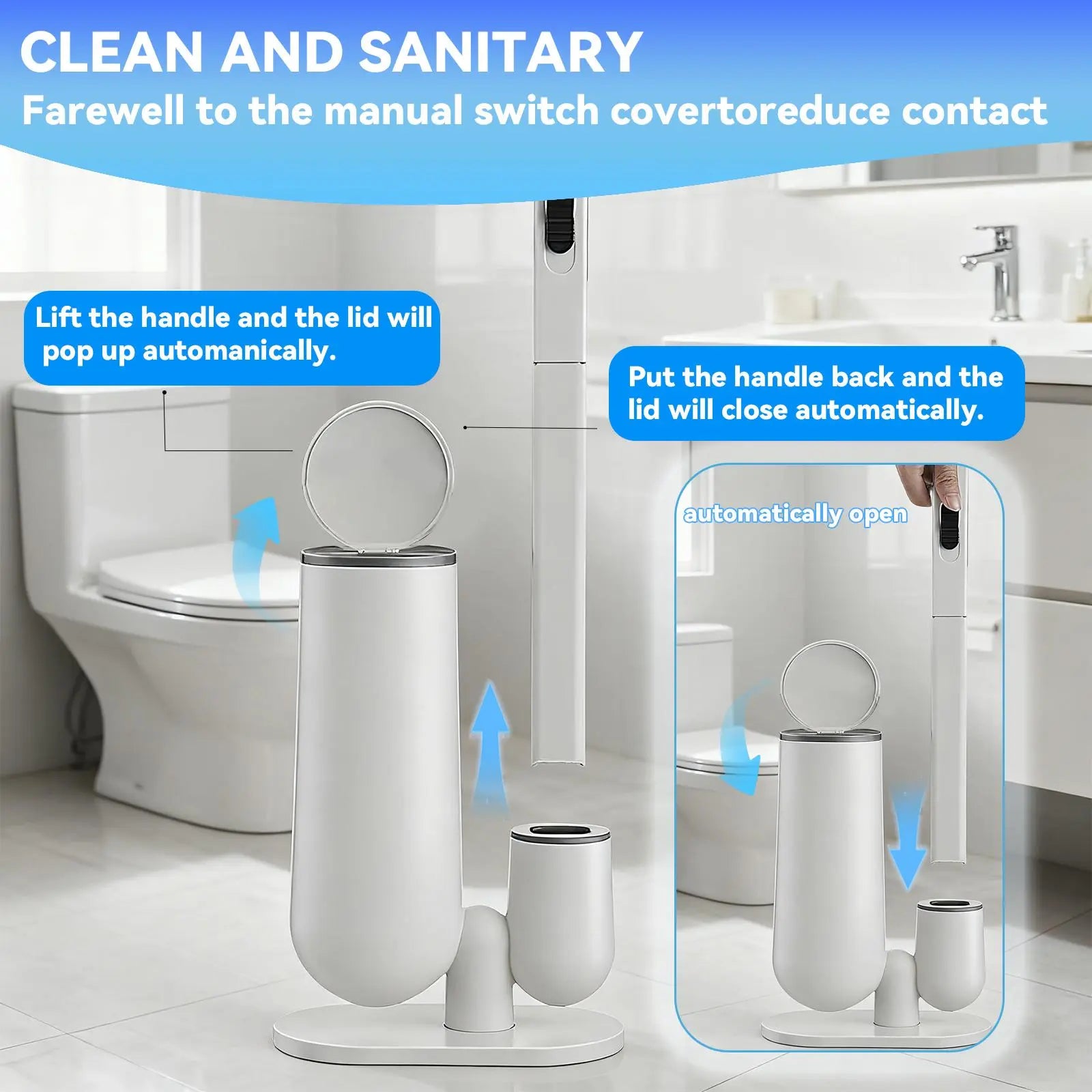 Disposable Toilet Brush with Cleaner Refills, Bathroom Bowl Wand Holder Set for Sink Bathtub Wash Basin Mop Pool Home Goods Cleaning