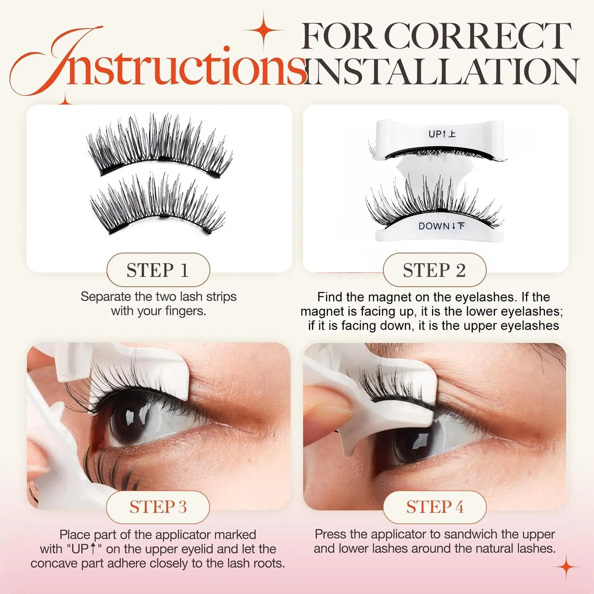 Magnetic Eyelashes with Applicator Reusable No Glue Needed Magnetic Lashes Cat Eye Natural Look Lashes Kit Easy to Wear and Remove