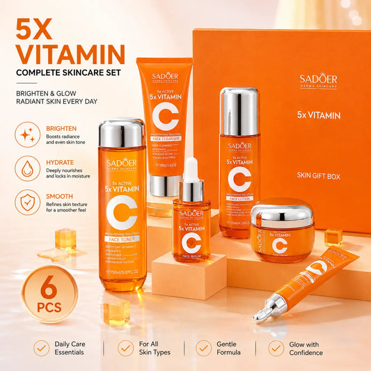 SADOER 5X Vitamin C Skincare Set Hydrating Glow Routine