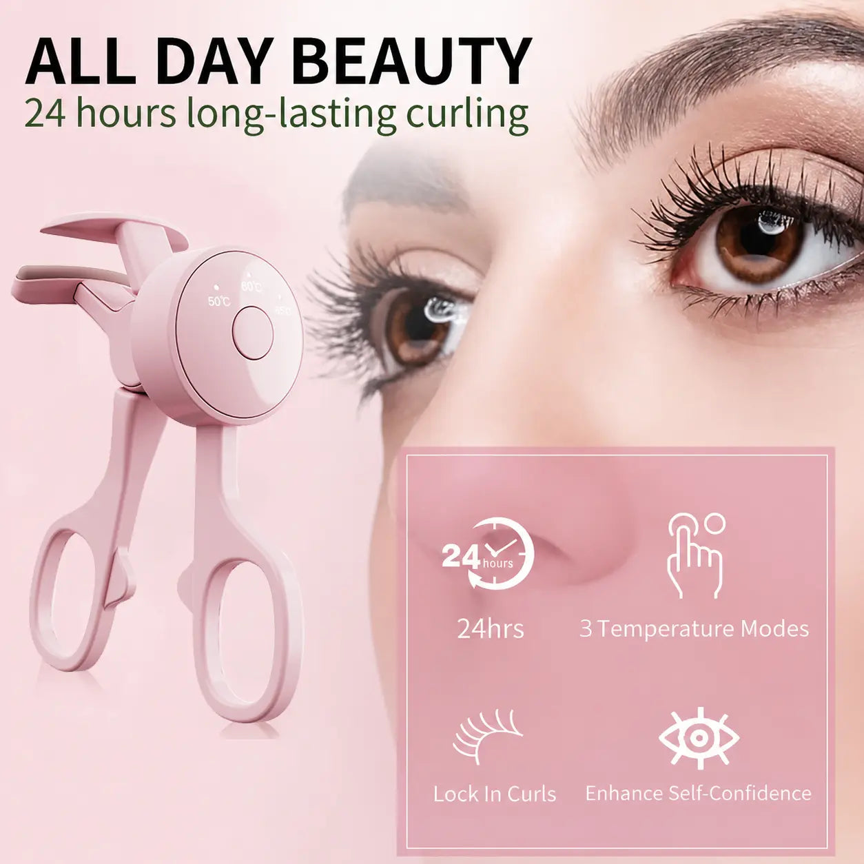 Heated Eyelash Curlers - Eye Lash Curler Heat - Mini Electric Eyelash Curler with LED Display 3 Temp Settings USB Rechargeable Natural Curling 24H Long Lasting for Women Makeup Tools Gifts